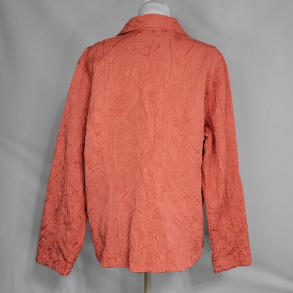 Chicos shirt jacket embroidered coral apricot size 3 XL - Picture 3 of 8